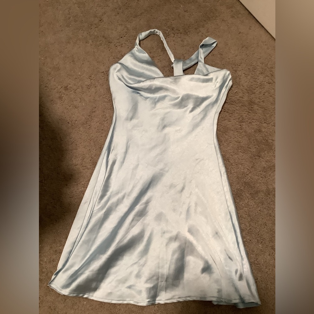 Altered state blue mid length satin dress